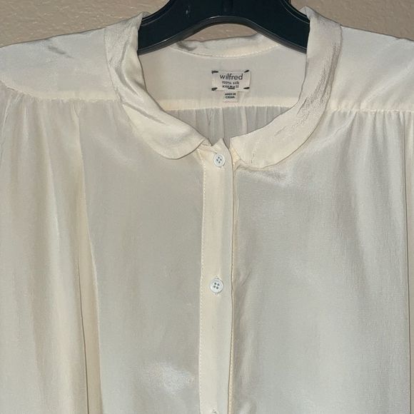 Wilfred Aritzia Women’s Silk Popover Long Blouse Tunic Top size XXS Ivory - Picture 5 of 11
